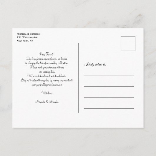 Summer Sunset Floral Beach Wedding Verander de dat Aankondigingskaart (Achterkant)