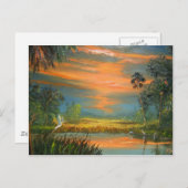 Summer Sunset met Blue Heron Briefkaart (Voorkant / Achterkant)