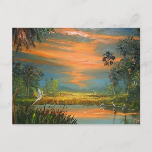 Summer Sunset met Blue Heron Briefkaart (Voorkant)