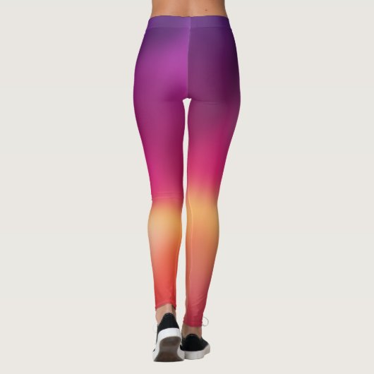 Summer Sunset Paars Sinaasappel Ombre Leggings (Achterkant)