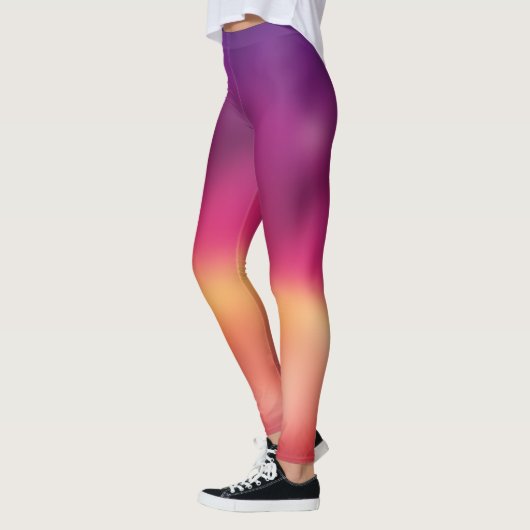 Summer Sunset Paars Sinaasappel Ombre Leggings (Links)