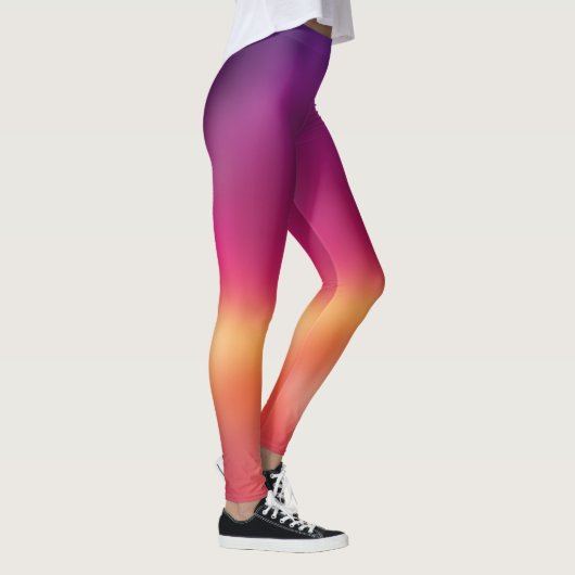 Summer Sunset Paars Sinaasappel Ombre Leggings (Rechts)