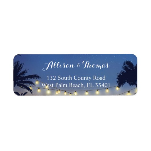 Summer Sunset Palm Beach String Lights Etiket (Voorkant)