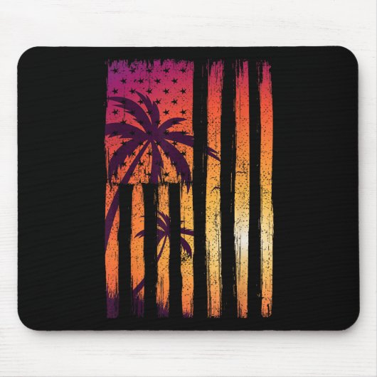 Summer Sunset Palm Trees American Flag Cool Spring Muismat (Voorkant)