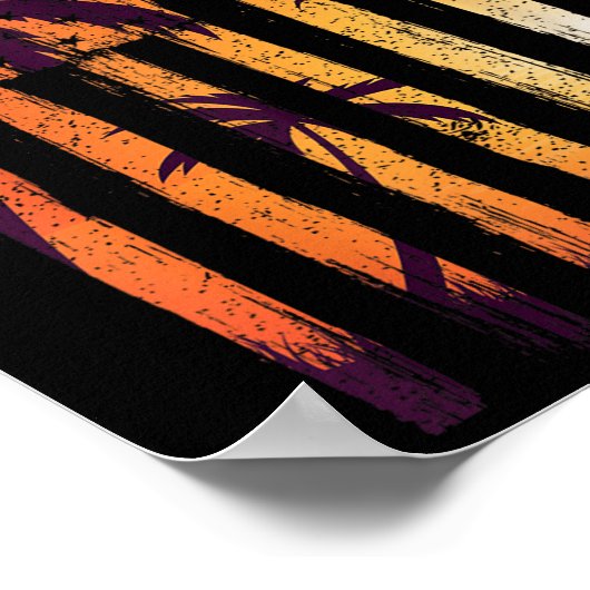Summer Sunset Palm Trees American Flag Cool Spring Poster (Hoek)