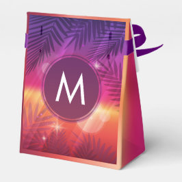 Summer Sunset Palm Trees Monogram Paars Sinaasappe Bedankdoosjes