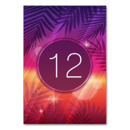 Summer Sunset Palm Trees Monogram Paars Sinaasappe Kaart