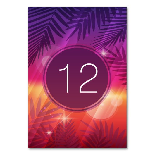 Summer Sunset Palm Trees Monogram Paars Sinaasappe Kaart (Voorkant)
