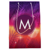 Summer Sunset Palm Trees Monogram Paars Sinaasappe Medium Cadeauzakje (Voorkant)