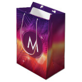 Summer Sunset Palm Trees Monogram Paars Sinaasappe Medium Cadeauzakje (Voorkant Gekanteld)