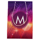 Summer Sunset Palm Trees Monogram Paars Sinaasappe Medium Cadeauzakje (Achterkant)