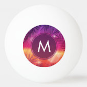 Summer Sunset Palm Trees Monogram Paars Sinaasappe Pingpongbal (Voorkant)