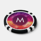 Summer Sunset Palm Trees Monogram Paars Sinaasappe Poker Chips (Enkel)