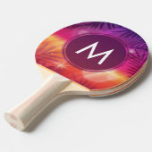 Summer Sunset Palm Trees Monogram Paars Sinaasappe Tafeltennisbatje (Voorkant Gekanteld)