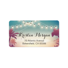 Summer Sunset Palm Tress String Lights Etiket