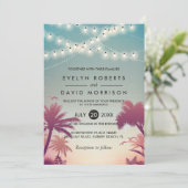 Summer Sunset Palms String Lights buitenshuis brui Kaart (Staand voorkant)