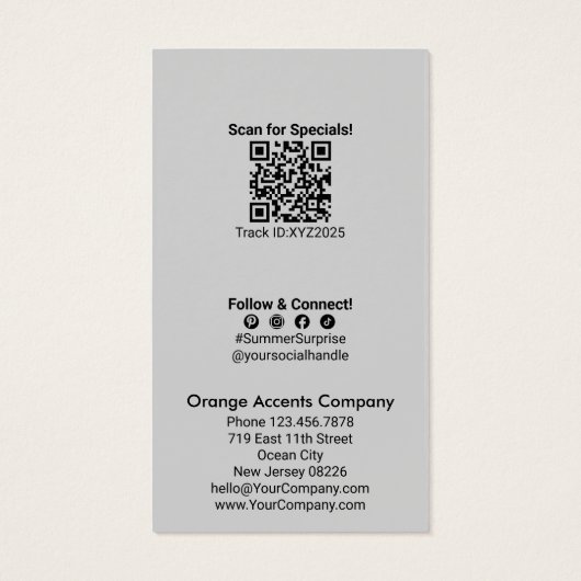 Summer Sunset Portrait Format Cadeaubon Visitekaartje (Achterkant)