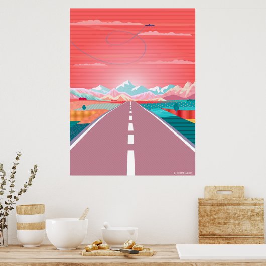 Summer Sunset Sky, Road Trip to Rocky Mountain Poster (Keuken)