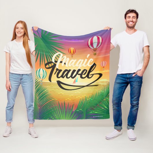 Summer Sunset Sky, Zee strand Magic Travel ART Fleece Deken (In situ)