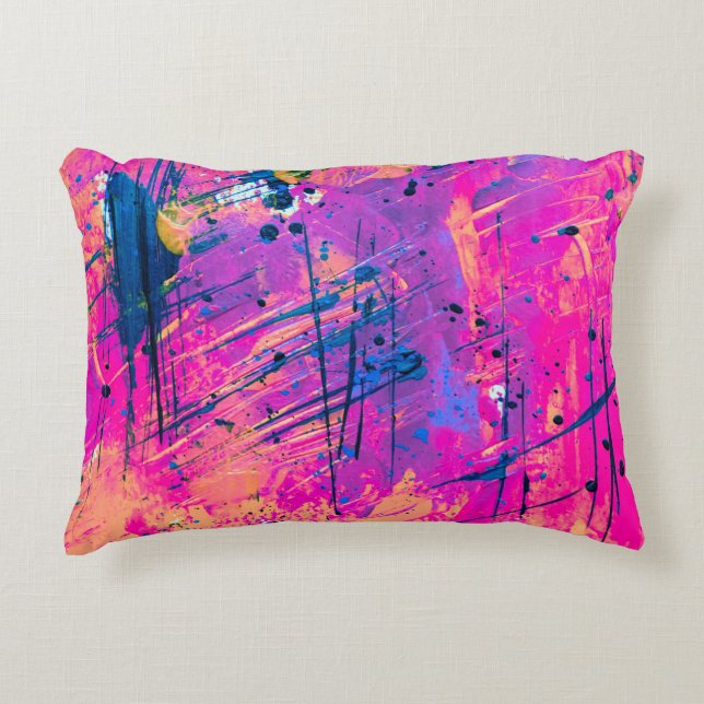 Summer Sunset Splatter Paint Abstract Accent Kussen (Voorkant)