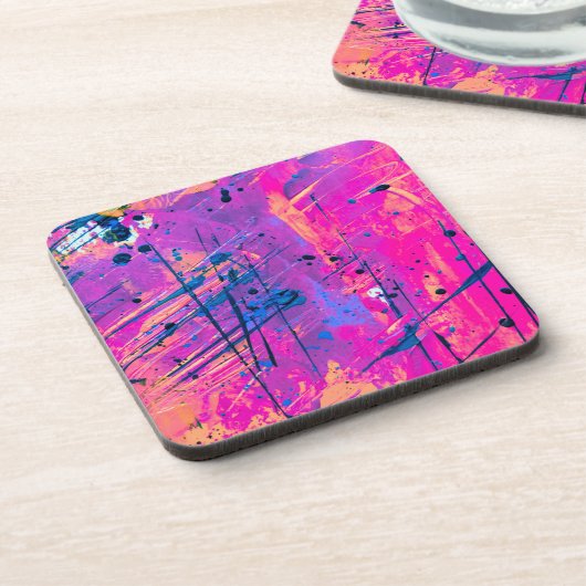 Summer Sunset Splatter Paint Abstract Bier Onderzetter (Linkerzijde)