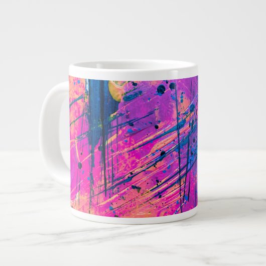 Summer Sunset Splatter Paint Abstract Grote Koffiekop (Links)