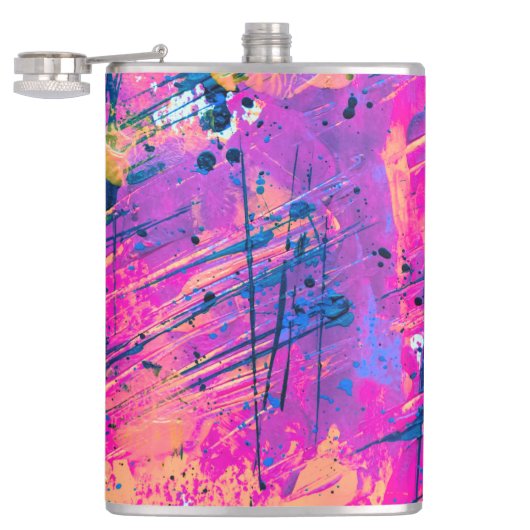 Summer Sunset Splatter Paint Abstract Heupfles (Geopend)