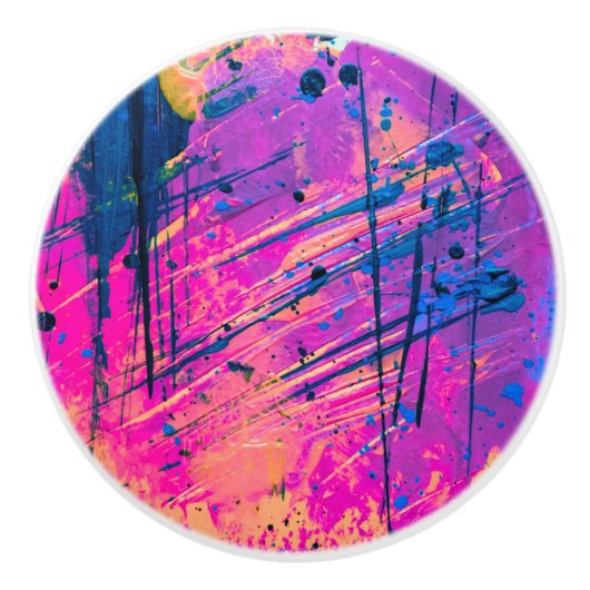Summer Sunset Splatter Paint Abstract Keramische Knop (Voorkant)