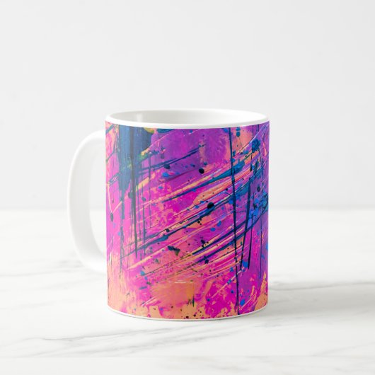 Summer Sunset Splatter Paint Abstract Koffiemok (Voorkant links)