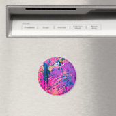 Summer Sunset Splatter Paint Abstract Magneet (Insitu (Vaatwasser))