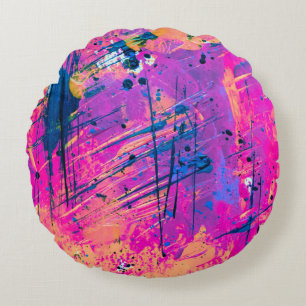 Summer Sunset Splatter Paint Abstract Rond Kussen