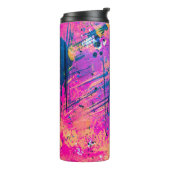 Summer Sunset Splatter Paint Abstract Thermosbeker (Gedraaid links)