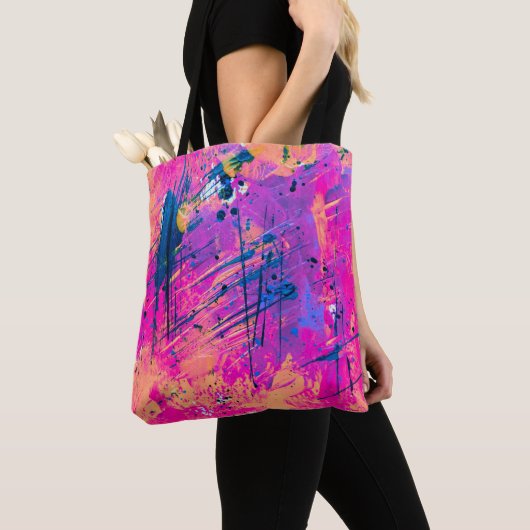 Summer Sunset Splatter Paint Abstract Tote Bag (Dichtbij)