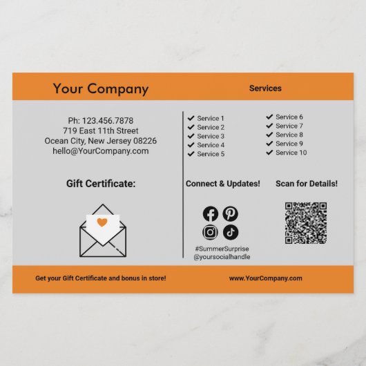 Summer Sunset Style · Cadeaubon Promo Flyer (Achterkant)