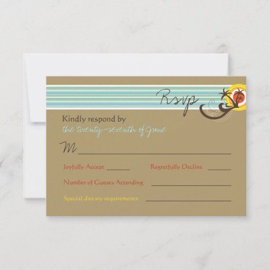 Summer Sunset Tropical Beach Wedding RSVP Card Kaartje (Voorkant)