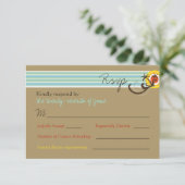 Summer Sunset Tropical Beach Wedding RSVP Card Kaartje (Staand voorkant)