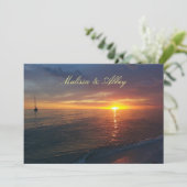 Summer Sunset, uitnodiging voor Tropische bruiloft (Staand voorkant)