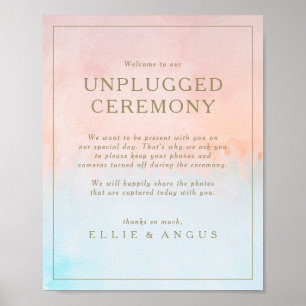 Summer Sunset Waterverf Unplugged Ceremony Sign Poster