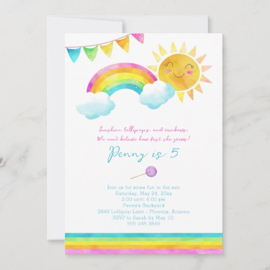 Summer Sunshine Birthday Party Invitation Kaart (Voorkant)