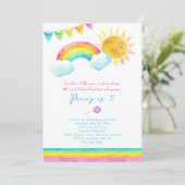 Summer Sunshine Birthday Party Invitation Kaart (Staand voorkant)