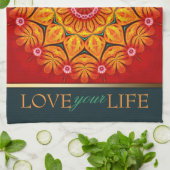 Summer Sunshine Floral Custom Quote Towel Theedoek (Gevouwen)