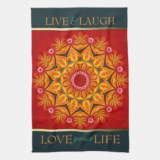 Summer Sunshine Floral Custom Quote Towel Theedoek (Verticaal)