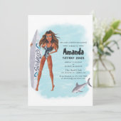 Summer Surf Beach Bachelorette Weekend Invitation Kaart (Staand voorkant)