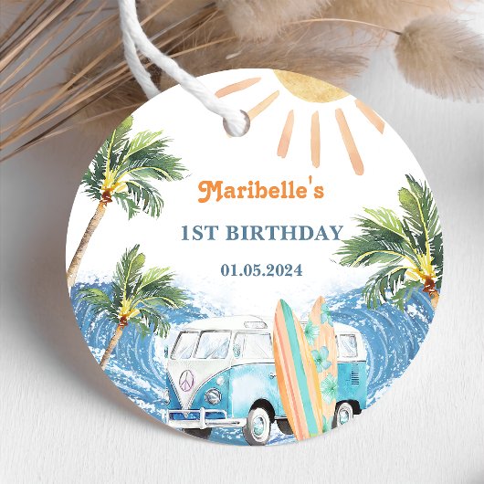 Summer Surf Birthday Party Bedankjes Labels