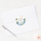 Summer Surf Birthday Party Ronde Sticker (Envelop)
