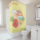 Summer Surfer aangepaste naam douchegordijn (In situ)