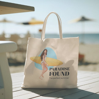 Summer Surfer Beach Girl Grote Tote Bag
