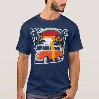 Summer Surfer Beach Hippie Van Surfboard T-shirt