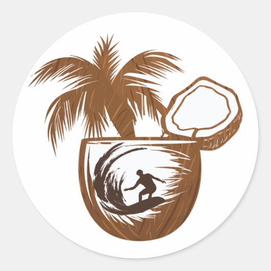 Summer Surfer Ronde Sticker (Voorkant)
