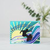 Summer Surfing Fun Thunder_Cove Feestdagenkaart (Staand voorkant)